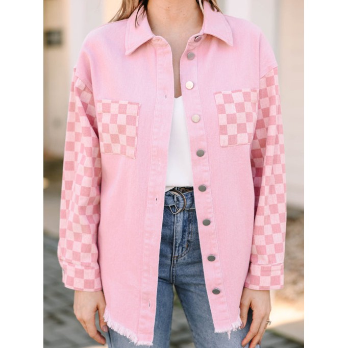 Pink Checkered Shacket