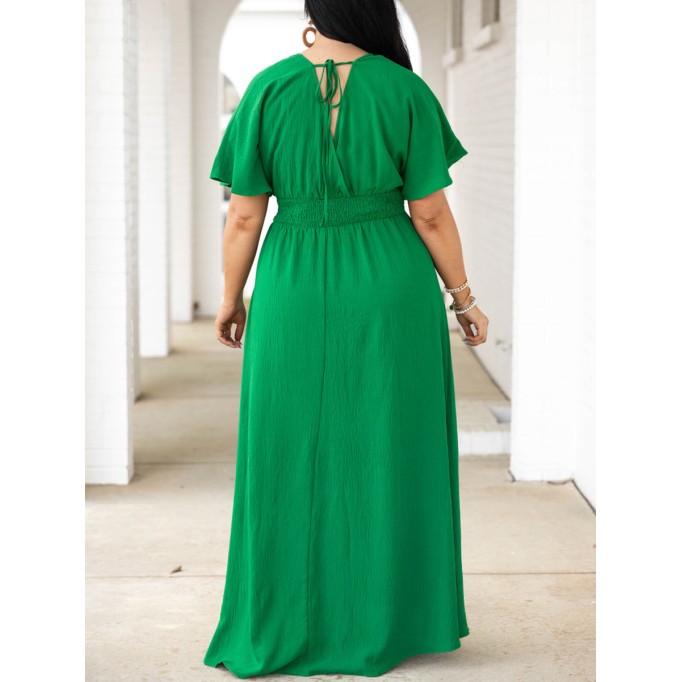 Back Lace Up Waist Split Extra Long Dress