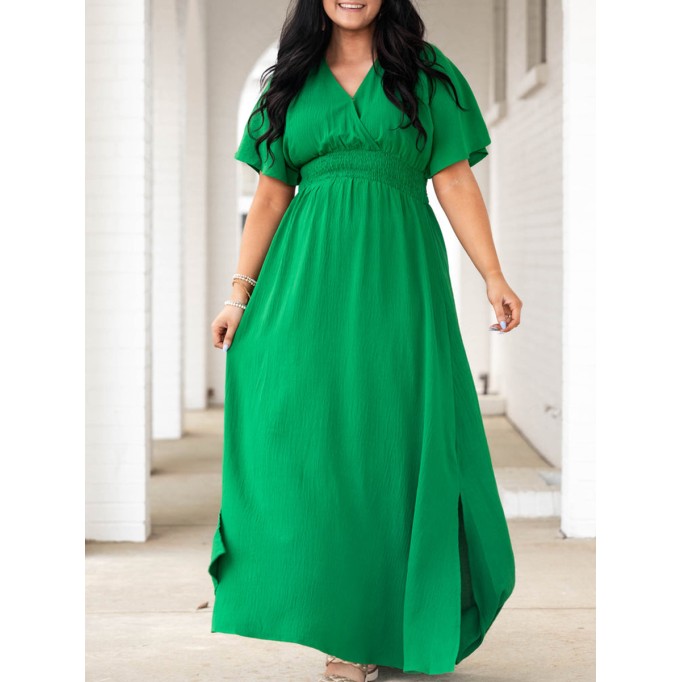 Back Lace Up Waist Split Extra Long Dress