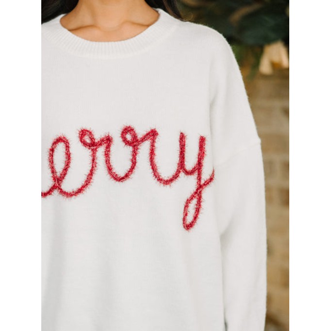 White Script Sweater