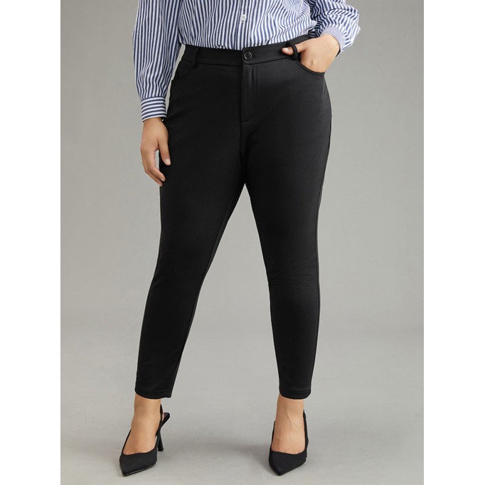 Black elegant minimal pants High spring pencil pants