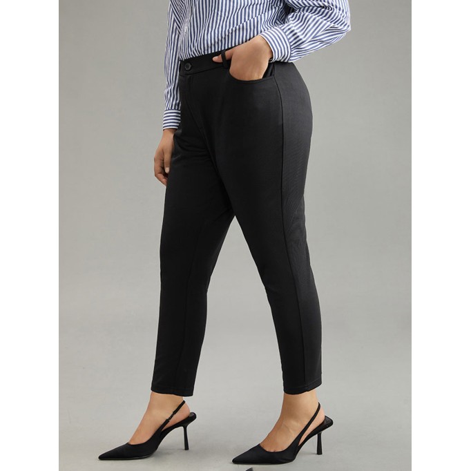 Black elegant minimal pants High spring pencil pants