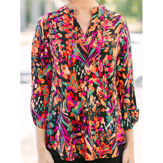 Black floral casual blouse