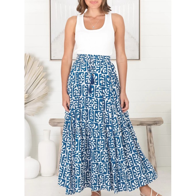 Bohemian high-waisted floral split half skirt