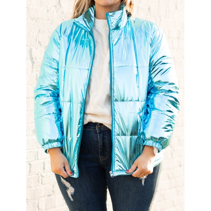 Bright blue down jacket jacket jacket