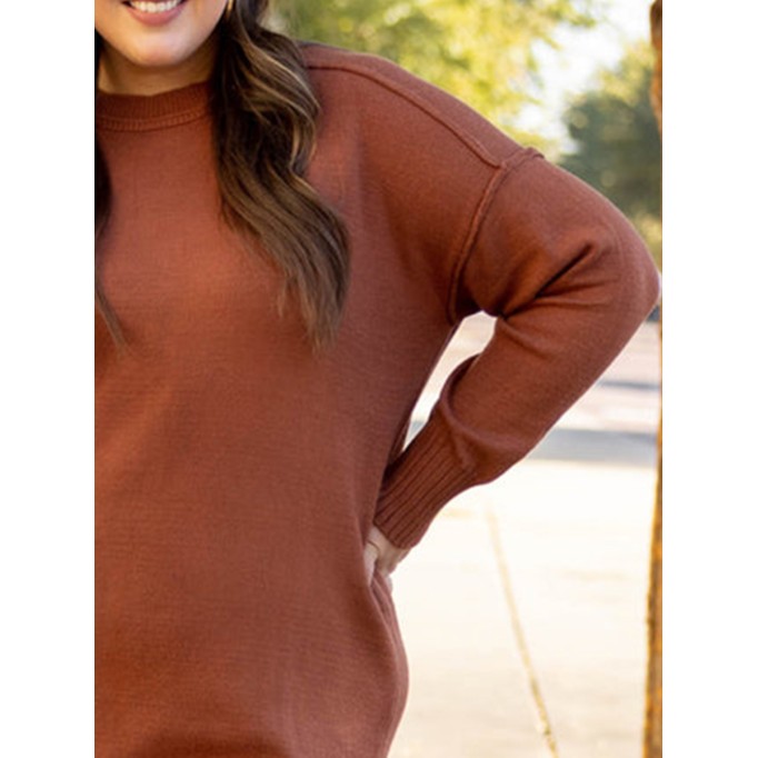 Brown knitted sweater dress