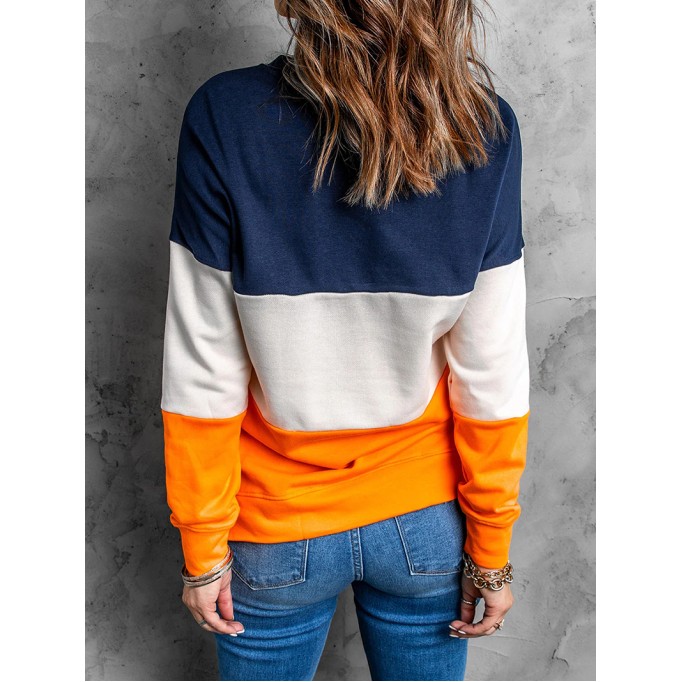 Casual color block loose sweatshirt