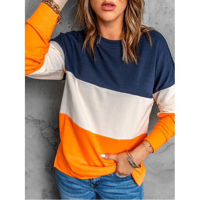 Casual color block loose sweatshirt