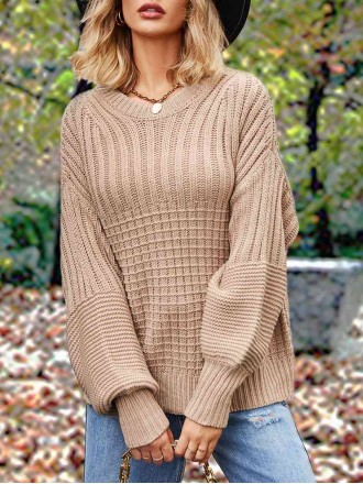 Casual solid color thick line sweater