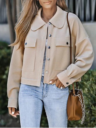 Casual solid color waffle lapel jacket