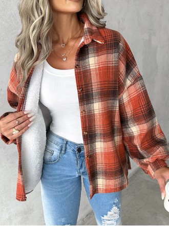 Casual thick plaid women's jacket