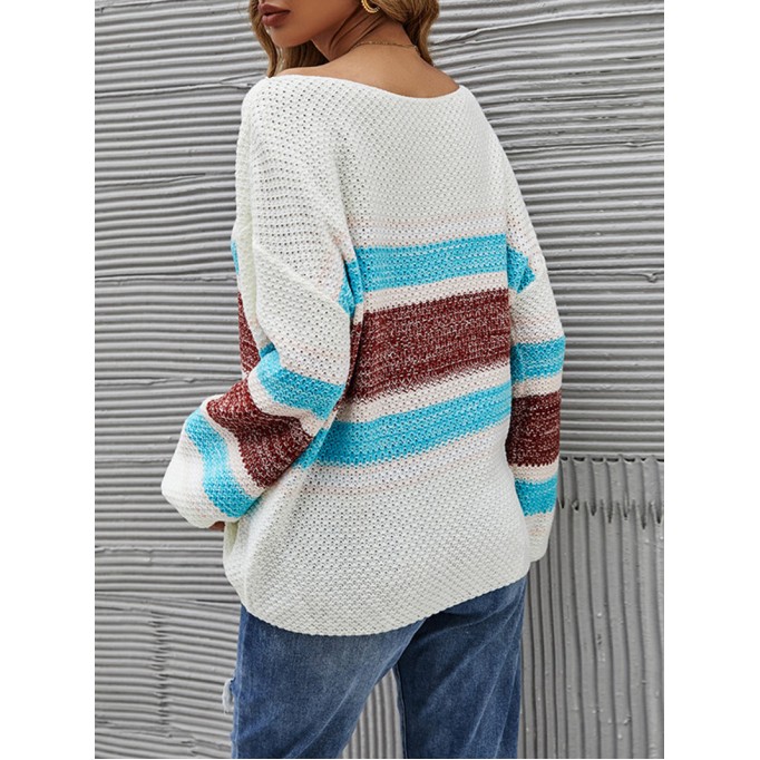 Color Block Boat Neck Knit Top