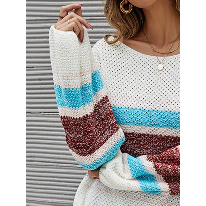 Color Block Boat Neck Knit Top