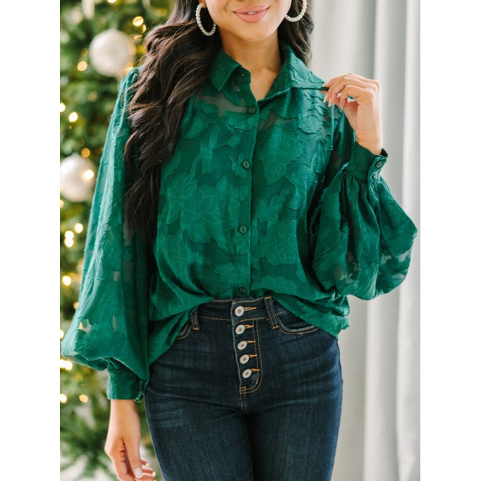 Emerald green textured shirt