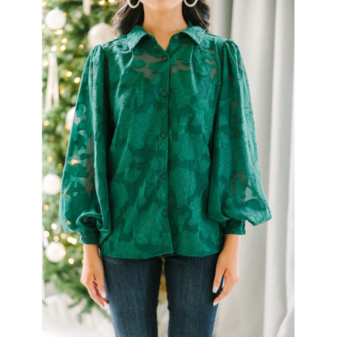 Emerald green textured shirt