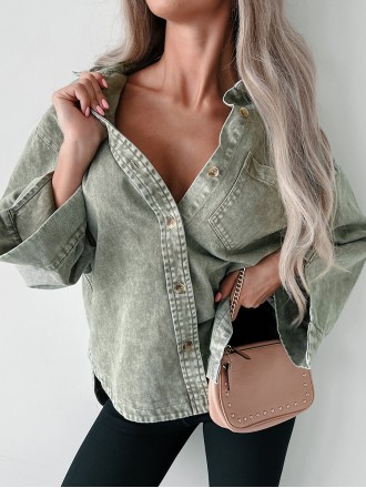 Green denim shirt