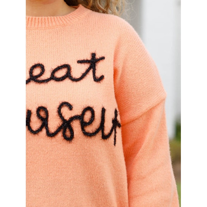 Letter pattern loose knit sweater