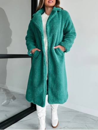 Long green teddy coat