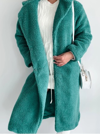 Long green teddy coat