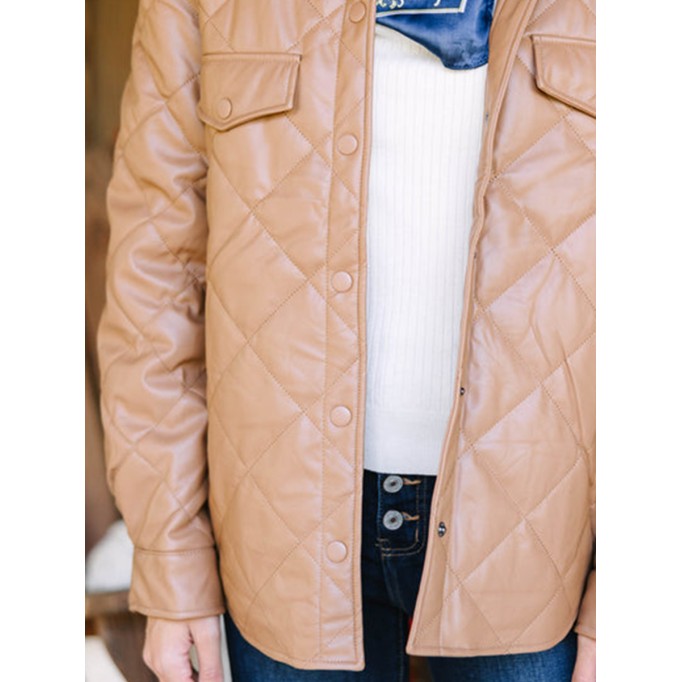 Brown Faux Leather Puffer