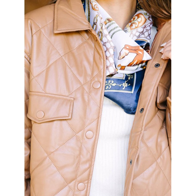 Brown Faux Leather Puffer