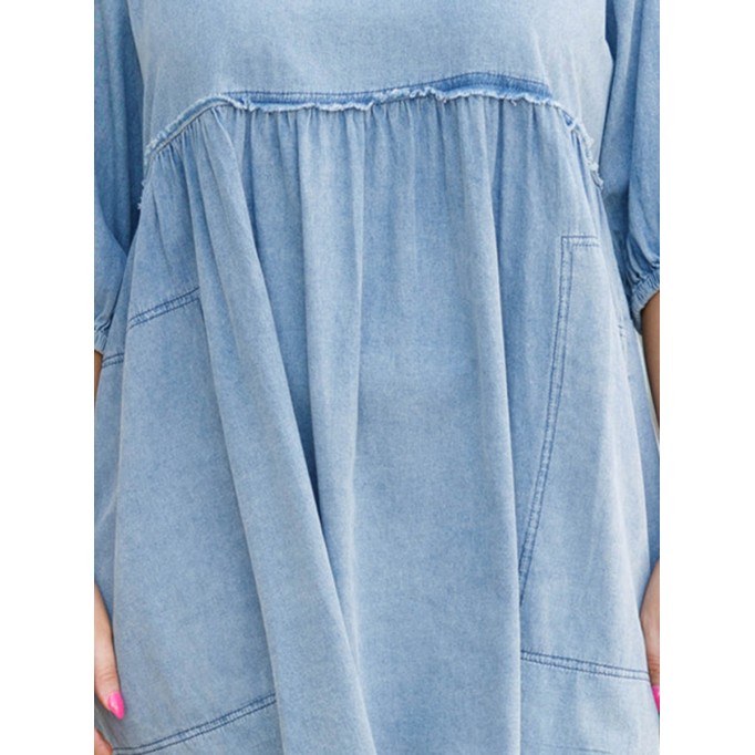 Open back denim loose fitting dress