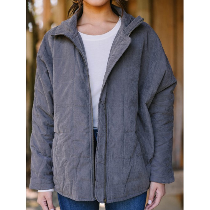 Gray Quilted Jacket