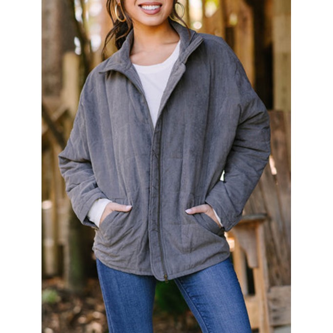 Gray Quilted Jacket