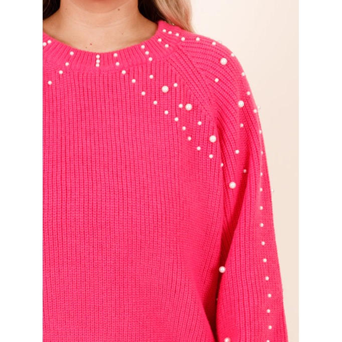 Pearl embellished loose knit sweater