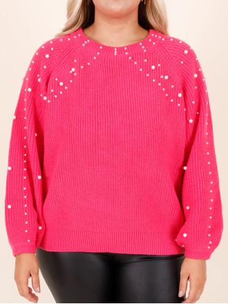 Pearl embellished loose knit sweater