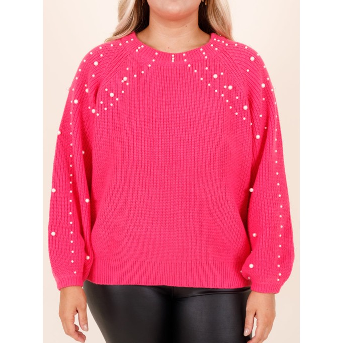 Pearl embellished loose knit sweater