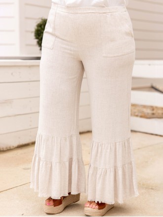 Pocket hem layered flared pants