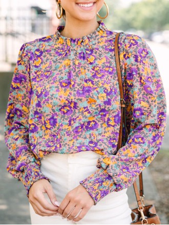 Purple Floral Blouse