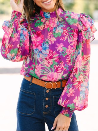 Purple Floral Blouse