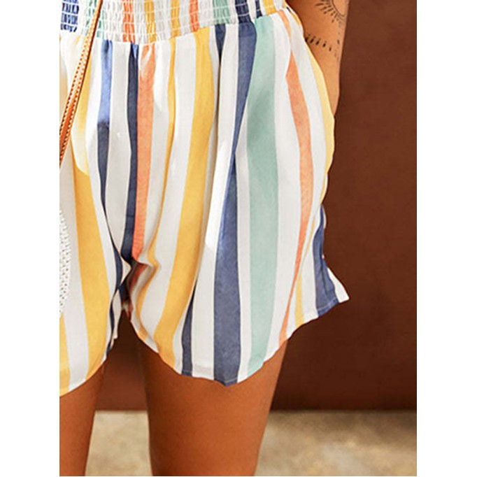 Striped fashion jumpsuit shorts