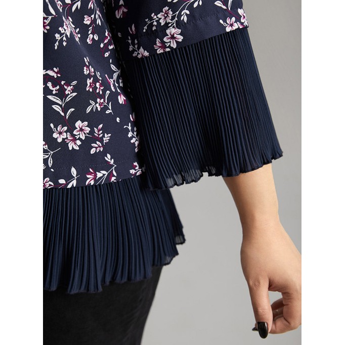 V-neck chiffon floral print elegant shirt
