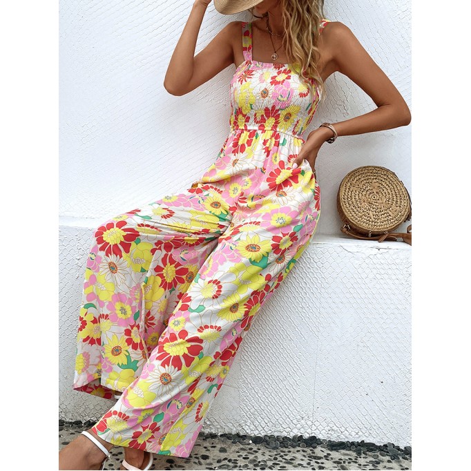 Vacation floral casual jumpsuit