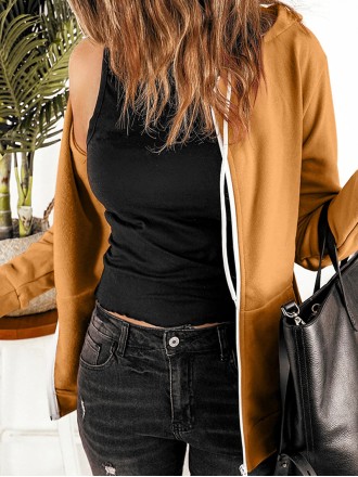 Women's casual solid color hooded jacket