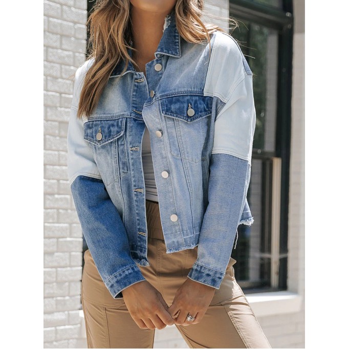 Women's contrast patchwork denim jacket