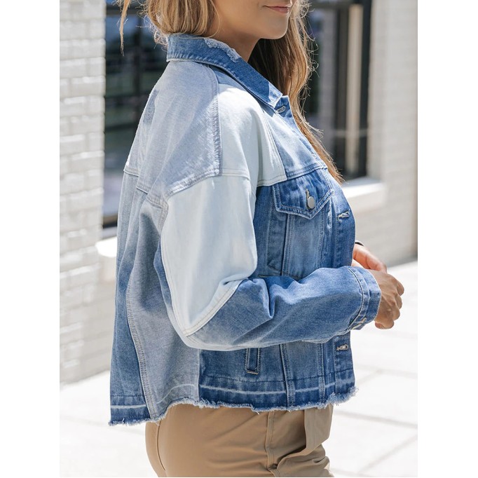 Women's contrast patchwork denim jacket