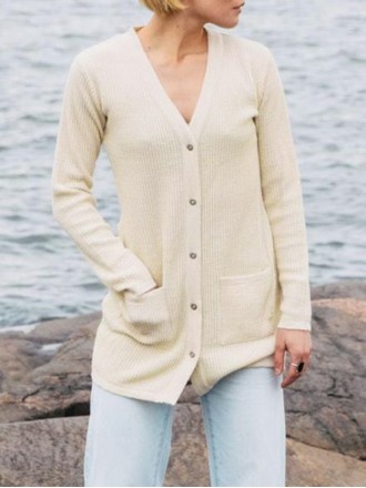 Women's khaki elegant knitted sweater