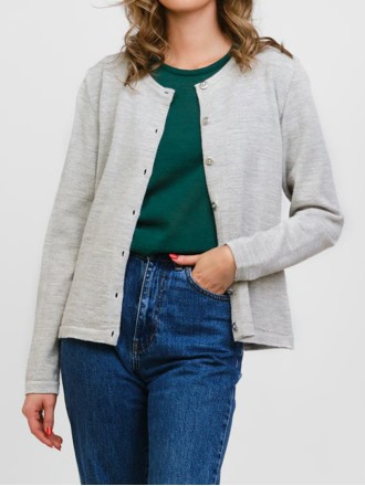 Women's light grey woven wool sweater