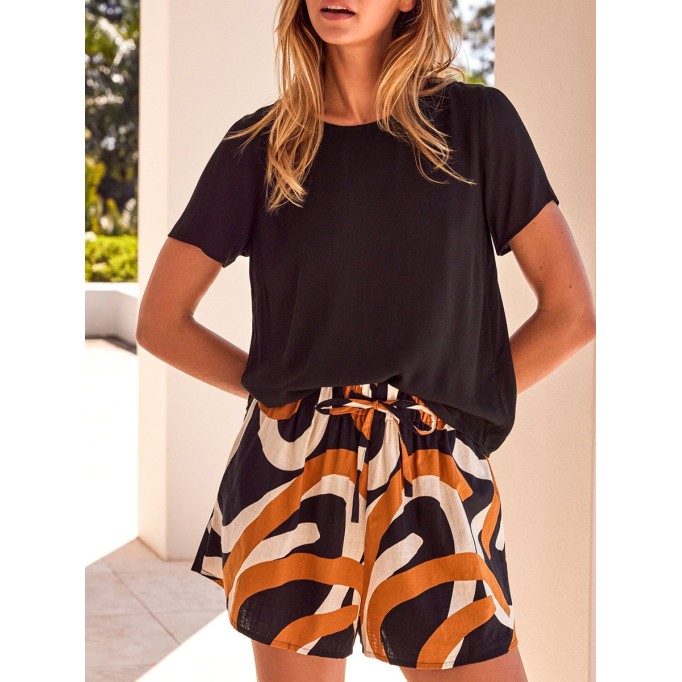 Women's printed shirt + short 2-piece set