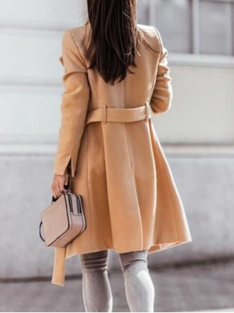 Women's solid color woolen coat