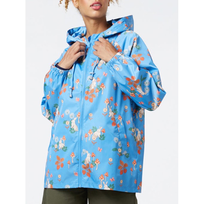 Blue Floral Print Raincoat