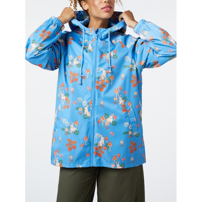 Blue Floral Print Raincoat