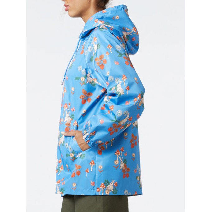 Blue Floral Print Raincoat