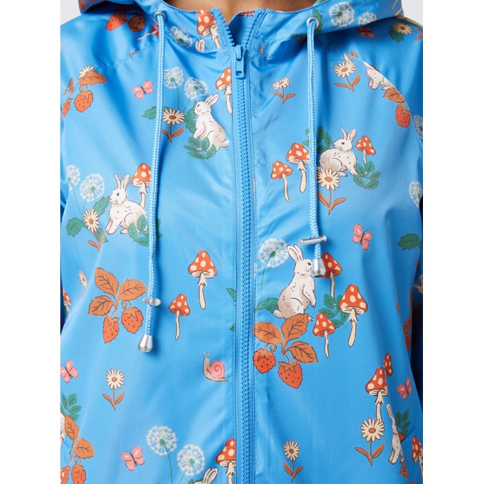 Blue Floral Print Raincoat